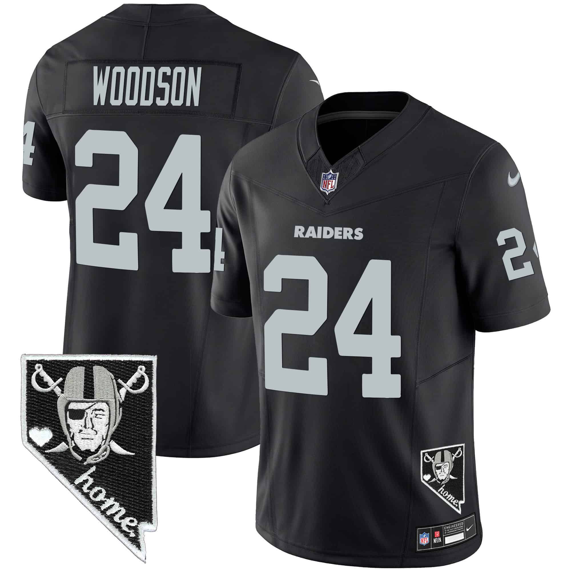 Men Oakland Raiders #24 Woodson Black 2024 Nike Nevada Home Patch Vapor NFL Jersey style 1->indianapolis colts->NFL Jersey